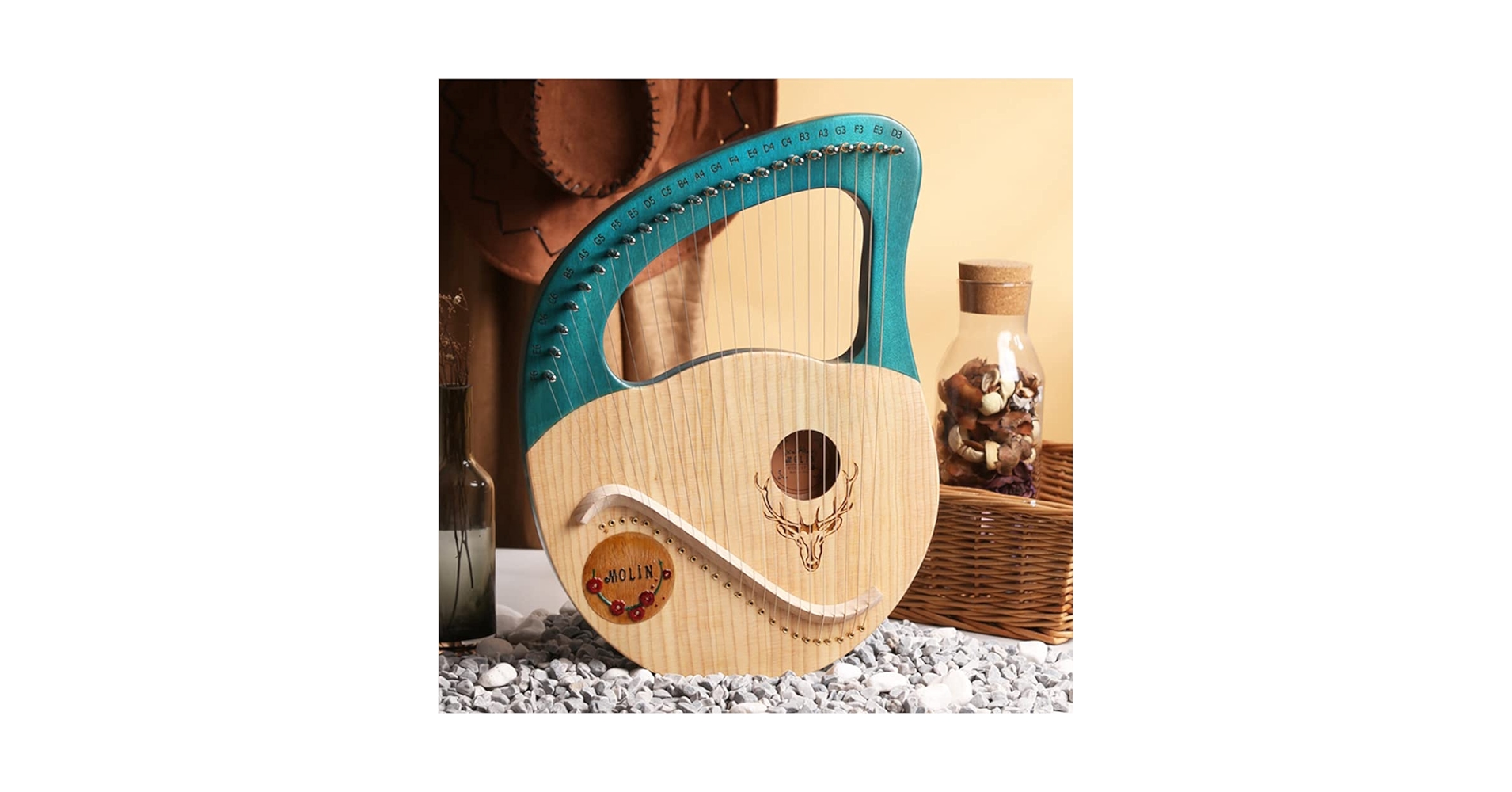 Amazon | ライアーハープ 24弦 木製ハープ 竪琴 弦楽器、金属弦